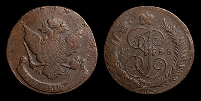 5 Копеек 1788 года, ММ. Перечекан из 10 копеек 1762 года