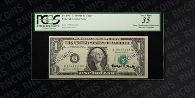 США 1 доллар 1969 года (брак печати)