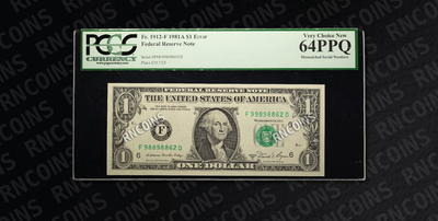 США 1 доллар 1981 года (брак печати)