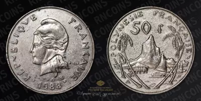 Набор монет 100, 50, 20 и 10 Франков. Французская Полинезия
