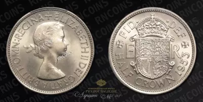 1/2 Кроны 1953 года, M.G. - E.F. C.T. 
