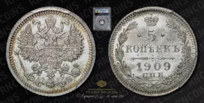 5 Копеек 1909 года, СПБ ЭБ