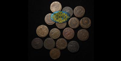 Лот из шестнадцати медных монет номиналом 2 Копейки времени правления Екатерины II (1762-1796