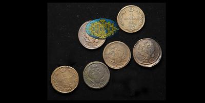 Лот из шести медных монет номиналом 2 Копейки времени правления Николая I (1825-1855)
