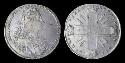 Рубль 1727 года. <span style='color: #ff0000;'>Пробный</span>