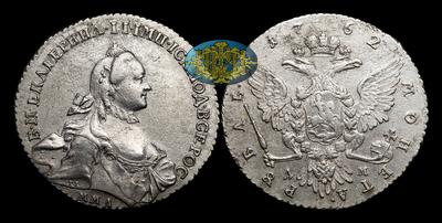 Рубль 1762 года, ММД TI ДМ
