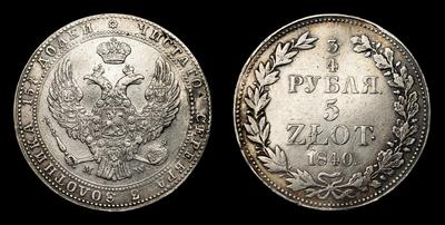 3/4 Рубля - 5 Злотых 1840 года, MW