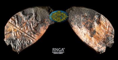 Копейка 1655-1663 годов, МД. Инкузивный брак.