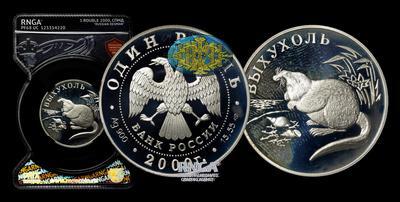 Рубль 2000 года, СПМД. 