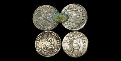 Набор из 4 монет (3 гроша) 1584-1591 годов