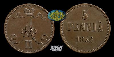 5 Пенни 1866 года
