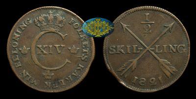 1/2 Скиллинга 1821 года