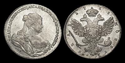 Рубль 1738 года, СПБ. Тип 1738-1739 годов. Портрет Т.Лефкена