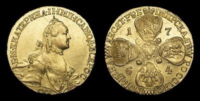 10 Рублей 1764 года, СПБ TI. Тип 1764-1765 годов, т.н. 