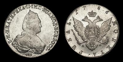 Рубль 1786 года, СПБ TI ЯА