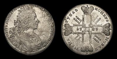 Рубль 1727 года, СПБ. Тип 1727 года