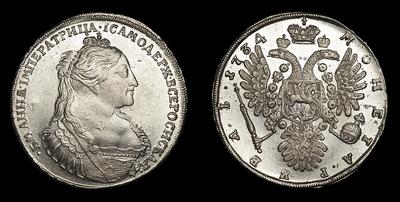 Рубль 1734 года. Тип 1734-1737 годов, т.н. “Лошадиный профиль”