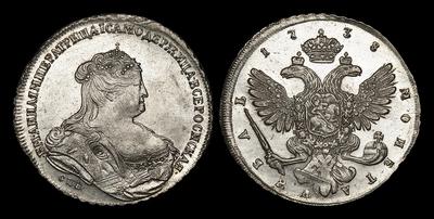 Рубль 1738 года, СПБ. Тип 1738-1739 годов. Портрет Т.Лефкена