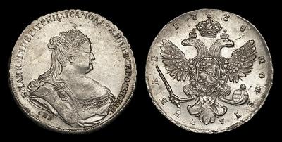 Рубль 1738 года, СПБ. Тип 1738-1739 годов. Портрет Т.Лефкена