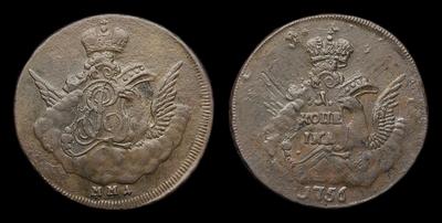 Копейка 1756 года, ММД. Тип 1755-1757 годов, т.н. 