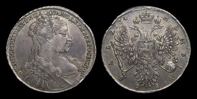 Рубль 1734 года. Тип 1734 года, т.н. «Переходной портрет»