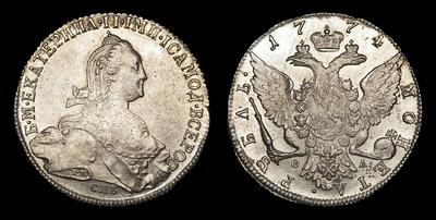Рубль 1774 года, СПБ ТИ ФЛ