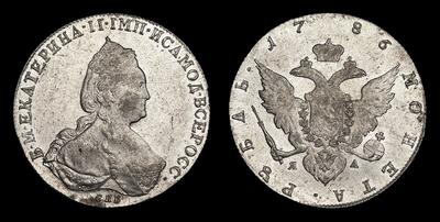 Рубль 1786 года, СПБ TI ЯА. Тип 1783-1796 годов