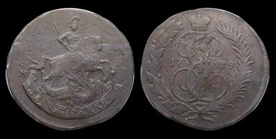 2 Копейки 1789 года, ММ. Тип 1788-1795 годов. Перечекан из 4 Копеек 1762 года