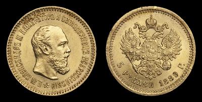 5 Рублей 1889 года, АГ АГ. Тип 1886-1894 годов