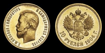 10 Рублей 1904 года, АР. Тип 1900-1911 годов, т.н. «Поздний портрет»