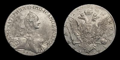 Рубль 1767 года, ММД EI. Тип 1766-1768 годов, т.н. «Грубый портрет»