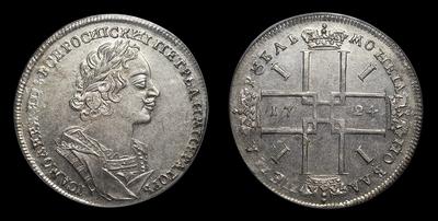 Рубль 1724 года, Тип 1723-1725 годов, т.н. «Бюст в античном плаще»