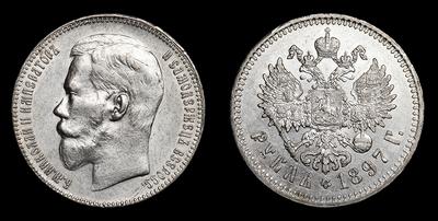 Рубль 1897 года, **. Тип 1896-1899 годов. Брюссельский монетный двор