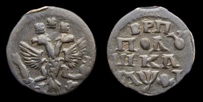 Полушка 1719 года, НД. Набережный монетный двор
