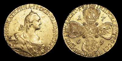 10 Рублей 1769 года, СПБ ТI. Тип 1766-1773 годов. Санкт-Петербургский монетный двор