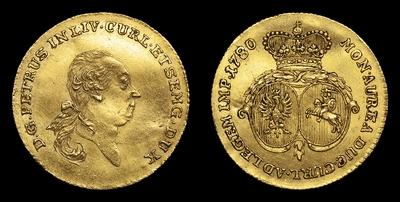 Дукат 1780 года. Монетный двор в г. Митава (Герцогство Курляндское)
