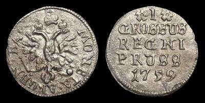 Грош 1759 года. Тип 1759-1761 годов. Кенигсбергский монетный двор