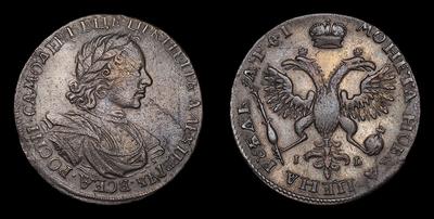 Рубль 1719 года, ОК ILL. Красный монетный двор.