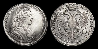 Полтина 1727 года, СПБ СПБ. Тип 1727 года. Санкт-Петербургский монетный двор