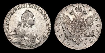 Полтина 1765 года, СПБ TI СА. Тип 1762-1765 годов, т.н. «С шарфом на шее». Санкт-Петербургский монетный двор
