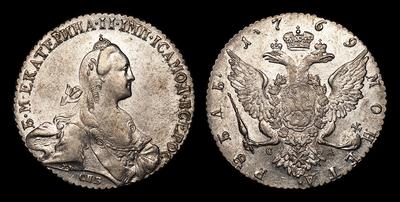 Рубль 1769 года, СПБ TI СА. Тип 1766-1772 годов. Санкт-Петербургский монетный двор