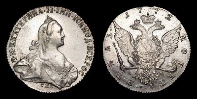 Рубль 1772 года, СПБ TI АШ. Тип 1766-1772 годов. Санкт-Петербургский монетный двор