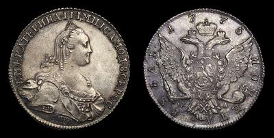 Рубль 1775 года, СПБ ТИ ФЛ. Тип 1773-1776 годов. Санкт-Петербургский монетный двор