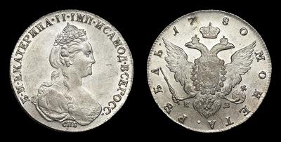 Рубль 1780 года, СПБ ИЗ. Тип 1780-1782 годов. Санкт-Петербургский монетный двор