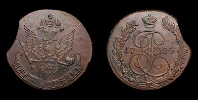 5 Копеек 1784 года, КМ. Тип 1781-1788 годов. Сузунский монетный двор