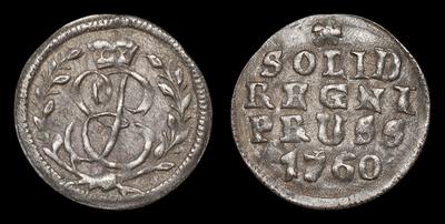 Солид 1760 года. Тираж неизвестен. Кенигсбергский монетный двор
