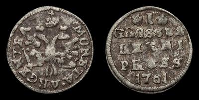 Грош 1761 года. Тип 1759-1761 годов. Кенигсбергский монетный двор