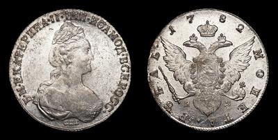 Рубль 1782 года, СПБ ИЗ. Тип 1777-1782 годов. Санкт-Петербургский монетный двор