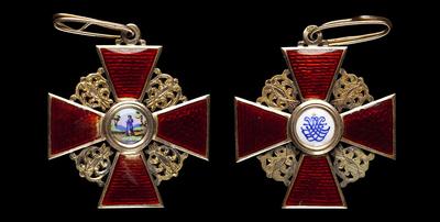 ЗНАК ОРДЕНА СВЯТОЙ АННЫ 2-Й СТЕПЕНИ. ТИП 1882-1898 ГОДОВ. ФИРМА КЕЙБЕЛЬ (САНКТ-ПЕТЕРБУРГ)